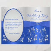 Cobalt Blue et Silver Floral Wedding Programme (Devant)