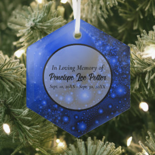 Cobalt Blue Fractal Memorial Suncatcher Glas Ornament