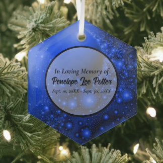 Cobalt Blue Fractal Memorial Suncatcher Glas Ornament