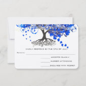 Cobalt Blue Heart Leaf Tree Wedding RSVP (Devant)