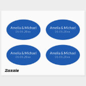 Cobalt Blue minimalist save the date Ovale Sticker (Vel)