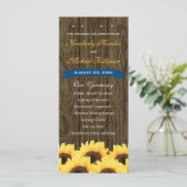Cobalt Blue Rustic Sunflower Wedding Programme (Debout devant)