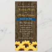 Cobalt Blue Rustic Sunflower Wedding Programme (Devant)
