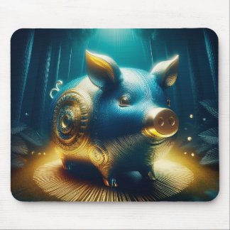 Cobalt Blue Steampunk Pig Muismat
