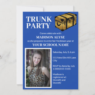 Cobalt Blue Trunk College Dorm Party Foto Kaart