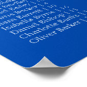 Cobalt Blue Wedding Alphabetical Seating Chart Poster (Hoek)