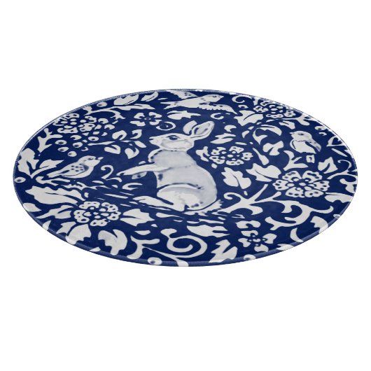 Cobalt Blue White Rabbit Bunny Bird Praktisch Snijplank (Hoek)