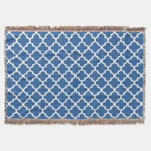 Cobalt Bright Blue Moroccan Tegel Trellis Deken