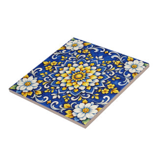 Cobalt Garden Glow Tile  Tegeltje