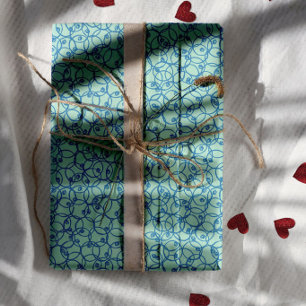 Cobalt Krabbel Ringen – minimaal modern Patroon Inpakpapier Vel