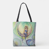 Cobalt Moon Mermaid Fantasy Art Canvas tas (Achterkant)