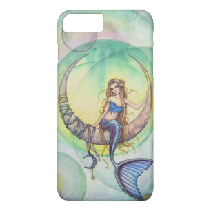 Cobalt Moon Watercolor Zeemeermin Kunst Illustrati iPhone 8 Plus / 7 Plus Hoesje