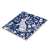 Cobalt Navy Blue Rabbit Bird Dedham Delft Morris Tegeltje (Zijkant)