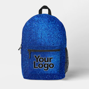 Cobalt Navy Blue Sparkly Glitter Professional Logo Bedrukte Rugzak