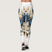 Cobalt White Flowers Leggings (Achterkant)