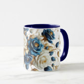 Cobalt White Flowers Mok (Voorkant rechts)