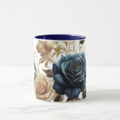 Cobalt White Flowers Mok (Midden)