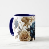 Cobalt White Flowers Mok (Voorkant links)