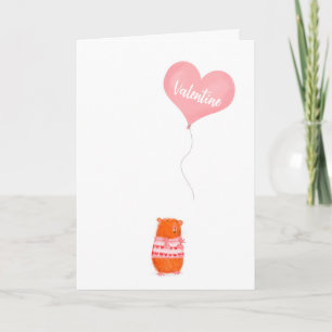Cobaye mignonne avec ballon Carte Saint-Valentin