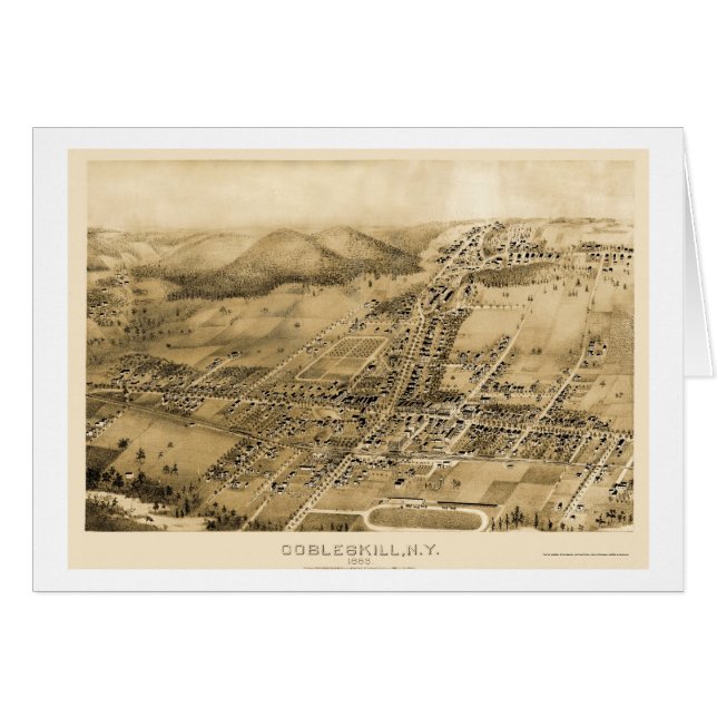 Cobbleskill, carte panoramique de NY - 1883 (Devant horizontal)