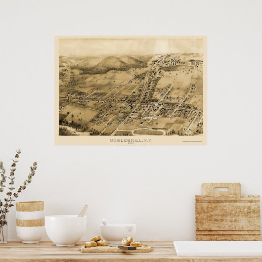 Cobbleskill, NY Panoramic Map - 1883 Poster (Keuken)