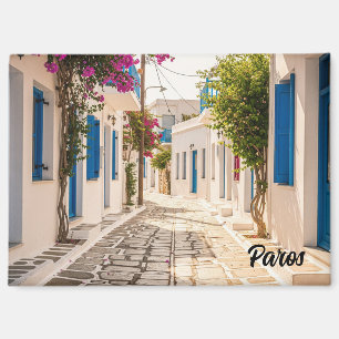 Cobblestone straat in Paros Griekenland Eiland Rei Magneet
