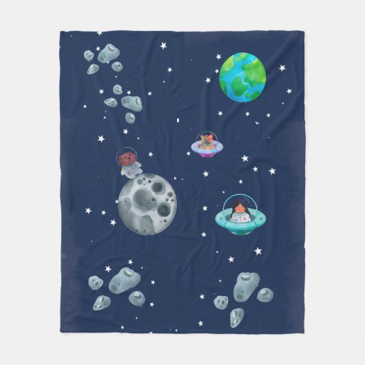 Cobertor De Velo Space themed blanket. Fleece Deken (Voorkant)
