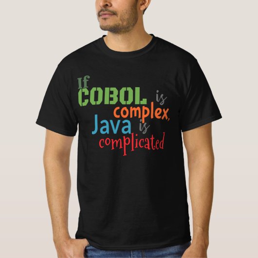 Cobol en Java programmeertalen T-shirt (Voorkant)