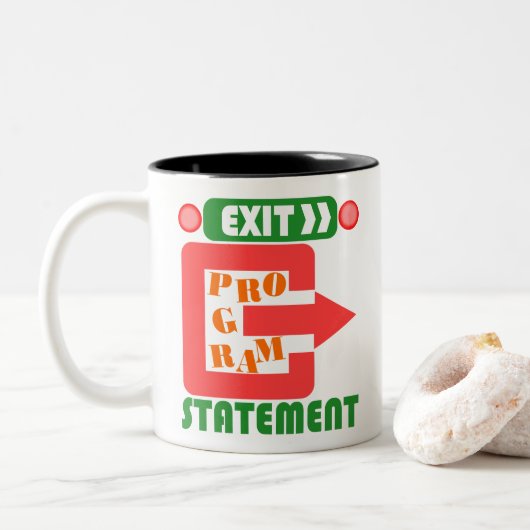 Cobol Exit Program Statement Tweekleurige Koffiemok (Met donut)