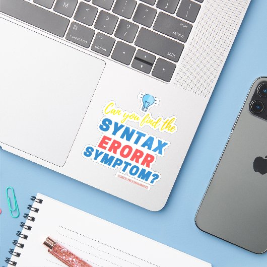 COBOL Syntaxisfout Uitdaging T-shirt voor Coda's  Sticker (Laptop met iPhone)