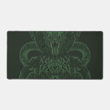 Cobra Art Déco vert | Serpent symétrique ornementa