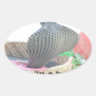 Cobra in Basket Art Print Ovale Sticker