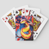 Cobra met levendige rode en gele schubben in boom pokerkaarten (Achterkant)