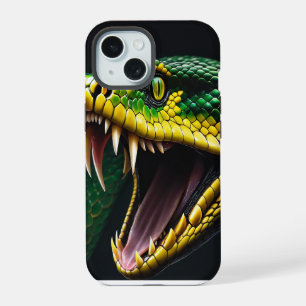 Cobra serpent avec écailles vertes et jaunes vibra
