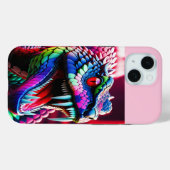 Cobra slang heeft levendige groene en roze blauwe  Case-Mate iPhone case (Achterkant (horizontaal))
