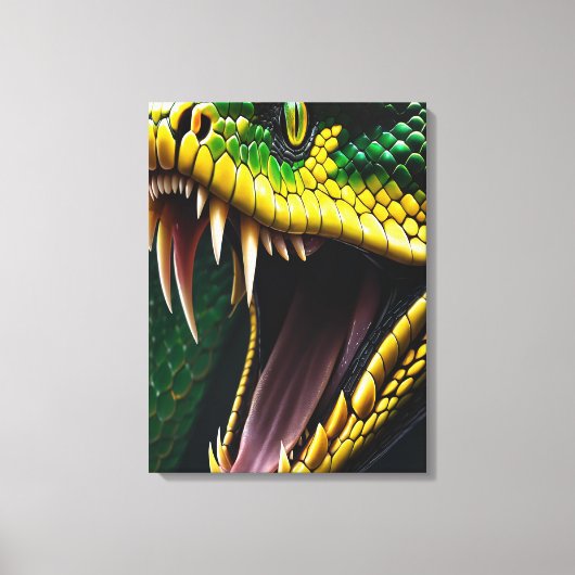 Cobra slang met levendige groene en gele schubben canvas afdruk (Voorkant)