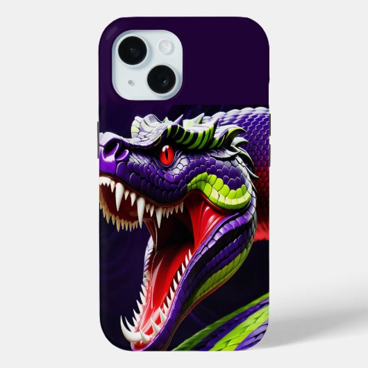 Cobra slang met levendige groene en paarse schubbe Case-Mate iPhone case (Achterkant)
