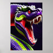 Cobra slang met levendige groene en paarse schubbe poster (Voorkant)