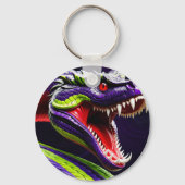 Cobra slang met levendige groene en paarse schubbe sleutelhanger (Voorkant)
