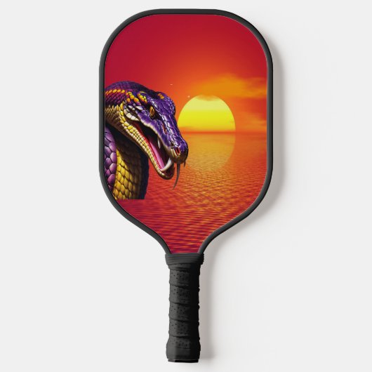 Cobra slang met levendige paarse en gele schubben pickleball paddle (Achterkant)