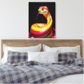 Cobra slang met levendige rode en gele schubben canvas afdruk (Insitu (Slaapkamer))