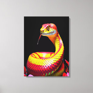 Cobra slang met levendige rode en gele schubben canvas afdruk
