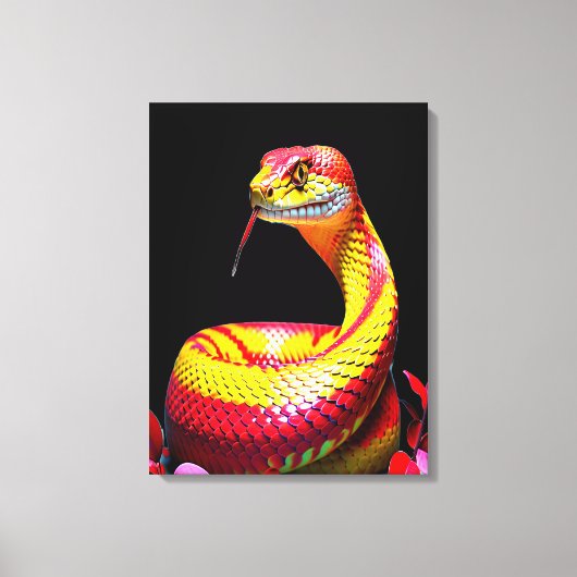 Cobra slang met levendige rode en gele schubben canvas afdruk (Voorkant)