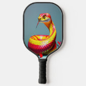 Cobra slang met levendige rode en gele schubben pickleball paddle (Achterkant)