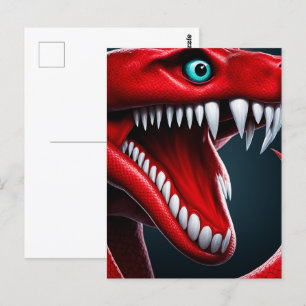 Cobra slang met levendige rode schubben en blauwe briefkaart