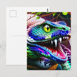 Cobra slang met levendige turkoois en blauwe schub briefkaart