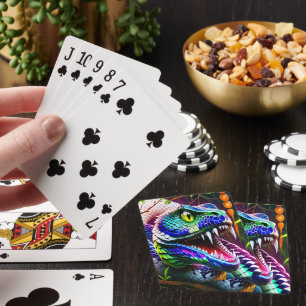 Cobra slang met levendige turkoois en blauwe schub pokerkaarten