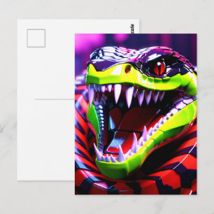 Cobra slang met lime groene lippen en roze oog bro briefkaart