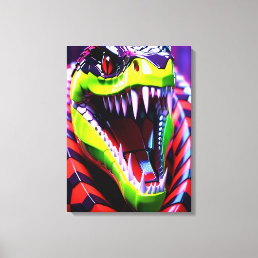 Cobra slang met lime groene lippen en roze oog bro canvas afdruk (Voorkant)