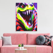 Cobra slang met lime groene lippen en roze oog bro canvas afdruk (Insitu (Woonkamer))